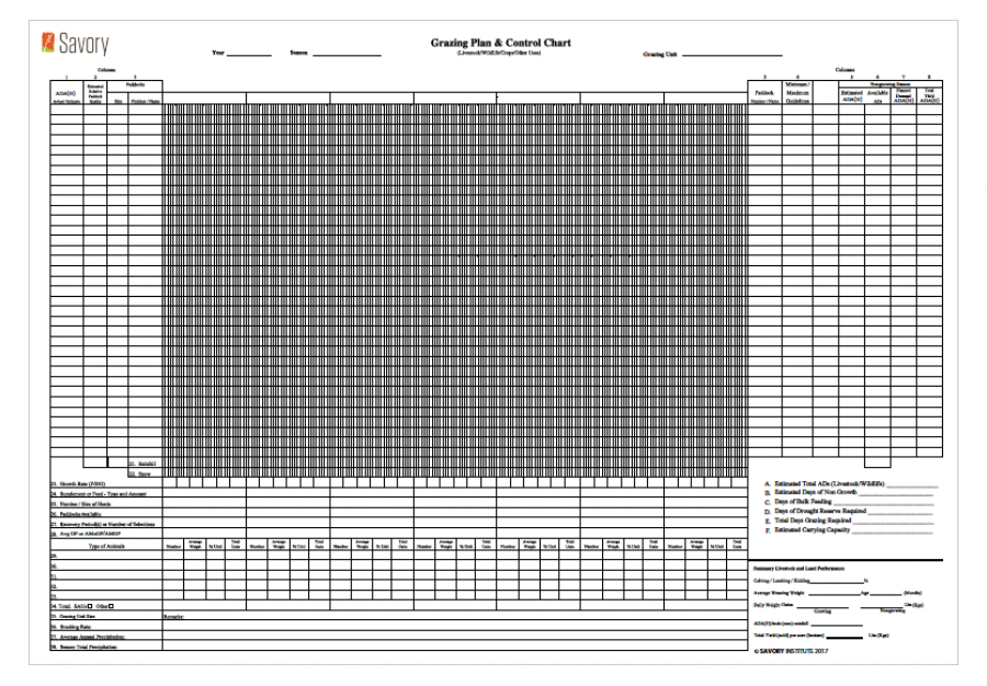 Metric Grazing Planning Forms (English Version) – Savory Institute