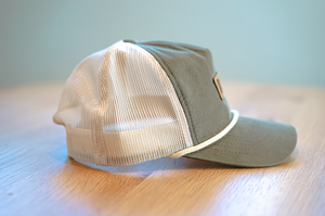 Olive and Green Cap with Leather Savory Patch