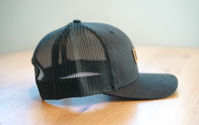 Load image into Gallery viewer, Black Cap with Leather Savory Patch

